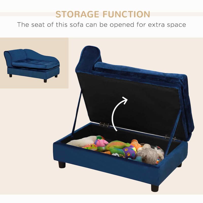 PawHut Luxury Small Dog Bed Couch W/ Storage, Little Dog Sofa