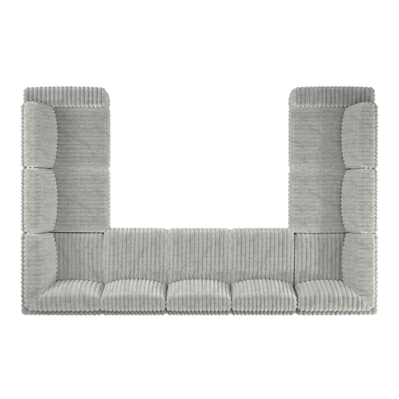 Veyron Furry Channel Fabric Down-filled 7-Seat Modular Sectional Sofa by iNSPIRE Q Modern