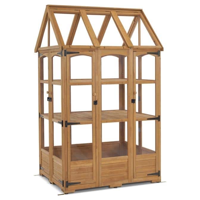 MCombo Wooden Greenhouse, Outdoor Greenhouse with Adjustable Roof Vent and 8 Lockable Door, 48" x 38.8" x 83.9" , 0851