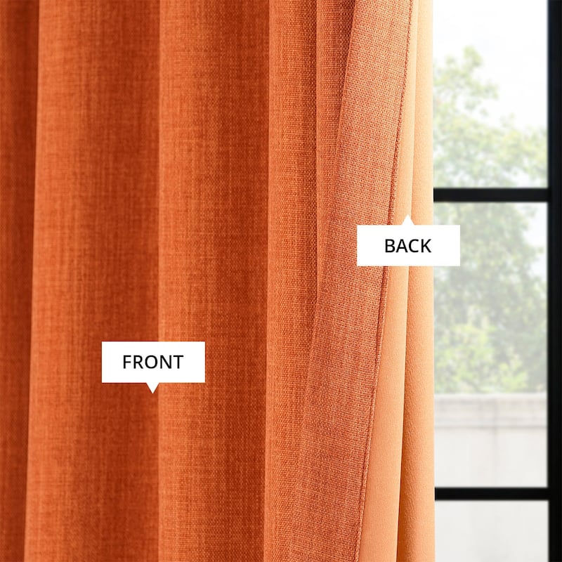 Exclusive Fabrics Textured Faux Linen Room Darkening Curtains for Bedroom & Living Room Curtains (1 Panel)