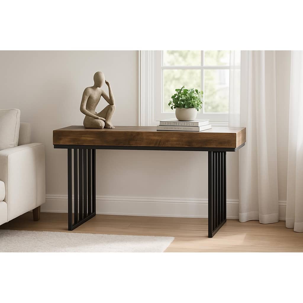 55" Industrial Console Table - Brown & Black