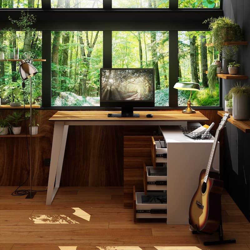 Timechee Home Office Computer Desk L-Shaped Corner Desk 54.3" Writing
