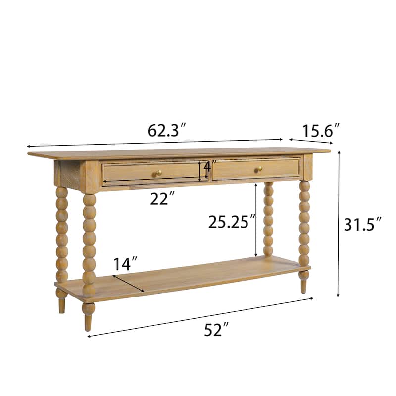 Christopher Knight Home - Duvall Retro Wood Console Table with Artistic Column Details