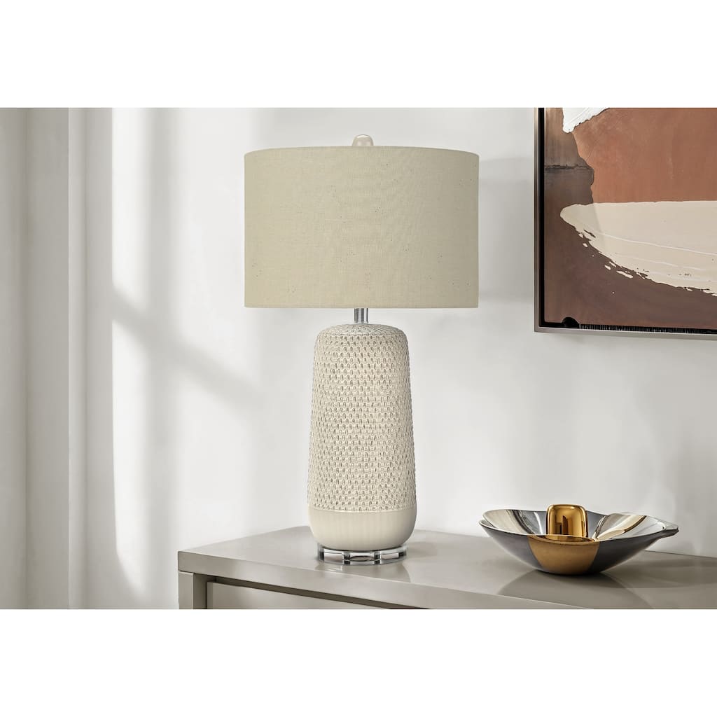 Lighting, 31"h, Table Lamp, Cream Ceramic, Beige Shade, Contemporary