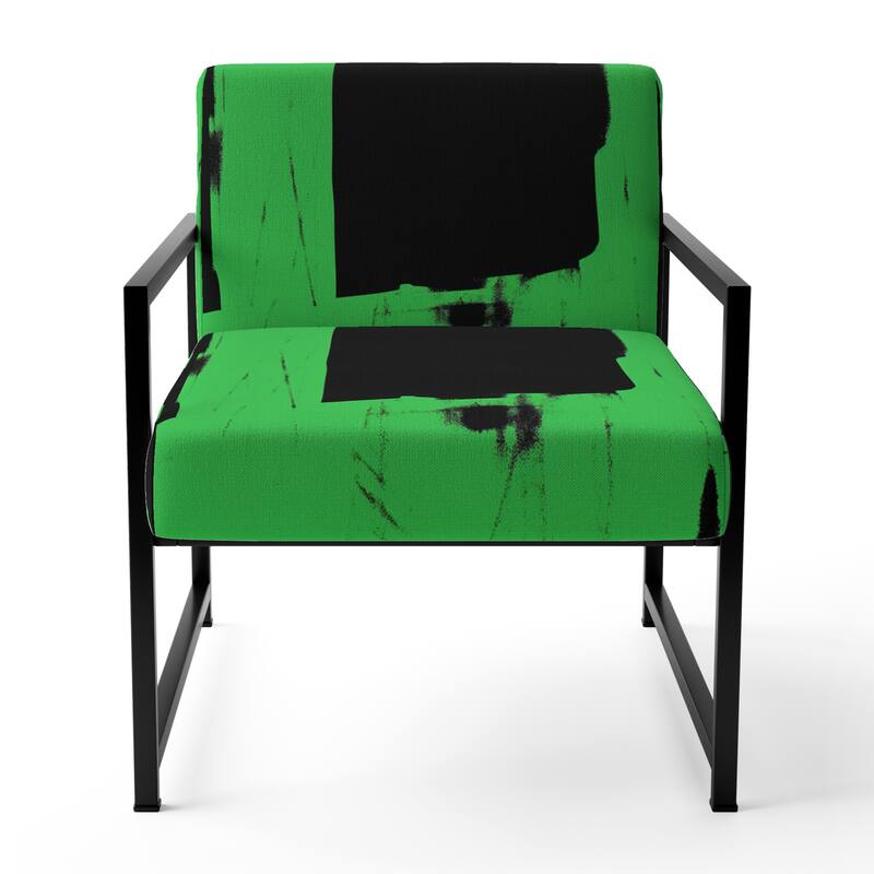 Designart "Black & White Crossing Paths II" Upholstered Abstract Accent Chair - Modern Arm Chair For Living Room