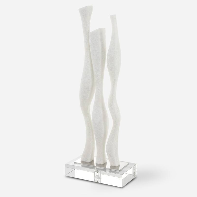 Abstract Wavey Rice Stone Sculpture - 26.75" - White