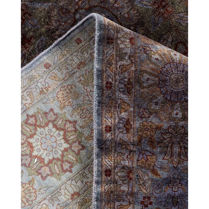 Overton Hand Knotted Wool Vintage Inspired Modern Contemporary Overdyed Gray Area Rug - 6' 3" x 12' 2"