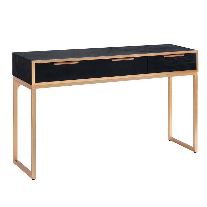 StyleCraft Aurelia 3-Drawer Console - Ebony & Gold - Ebony & Gold