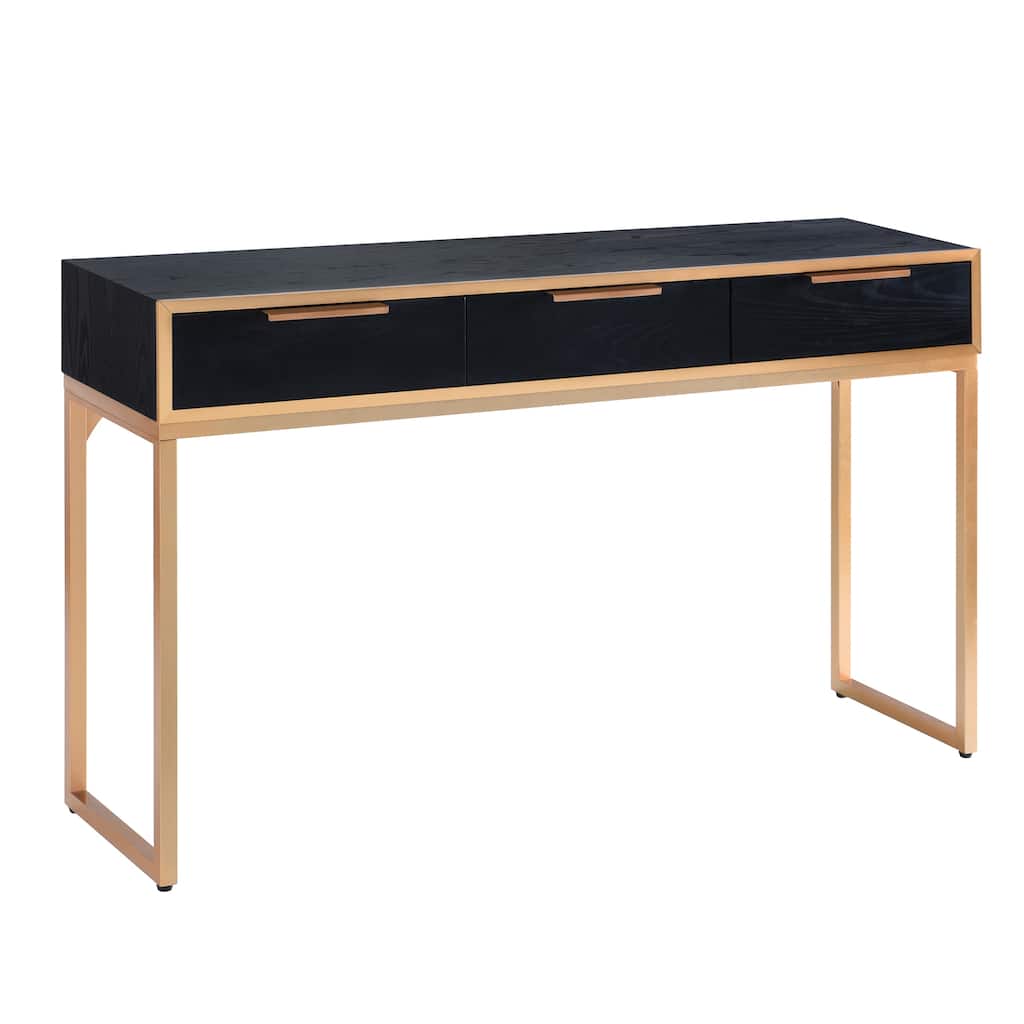 StyleCraft Aurelia 3-Drawer Console - Ebony & Gold