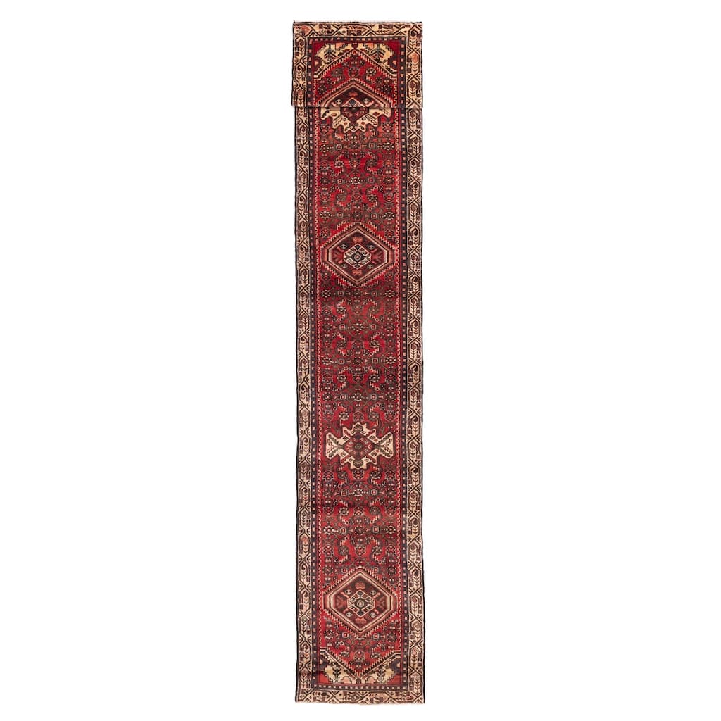 ECARPETGALLERY Hand-knotted Andelz Red Wool Rug - 2'5 x 16'10