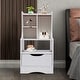 preview thumbnail 1 of 13, Wood Nightstand with Drawer and Shelf Multifunctional Bedside Cabinet