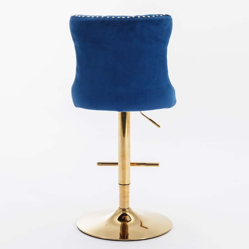 Golden Swivel Velvet Barstools Adjusatble Seat Height from 25-33 Inch, Modern Upholstered Bar Stools