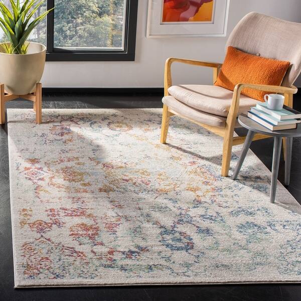 Shop Safavieh Prism Finnborg Vintage Abstract Rug On Sale Overstock 28991916 6 7 X 6 7 Round Cream Aqua