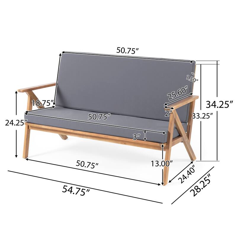 Outdoor Patio Chat Set, 4 Piece Conversation Sofa Sets with Coffee Table and Water Resistant Cushions