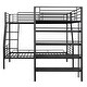 preview thumbnail 12 of 10, L-Shaped Metal Twin over Full Bunk Bed with 4 Built-in Shelves, Black