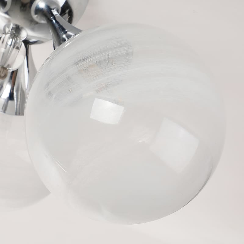 3-Light Stylish Triple White Bubble Glass Shaded Semi-Flush Mount Lamp