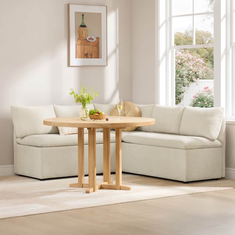 Spruce & Spring Modern 74" L-Shaped Dining Bench with Storage, Corner Breakfast Nook Banquette Bench