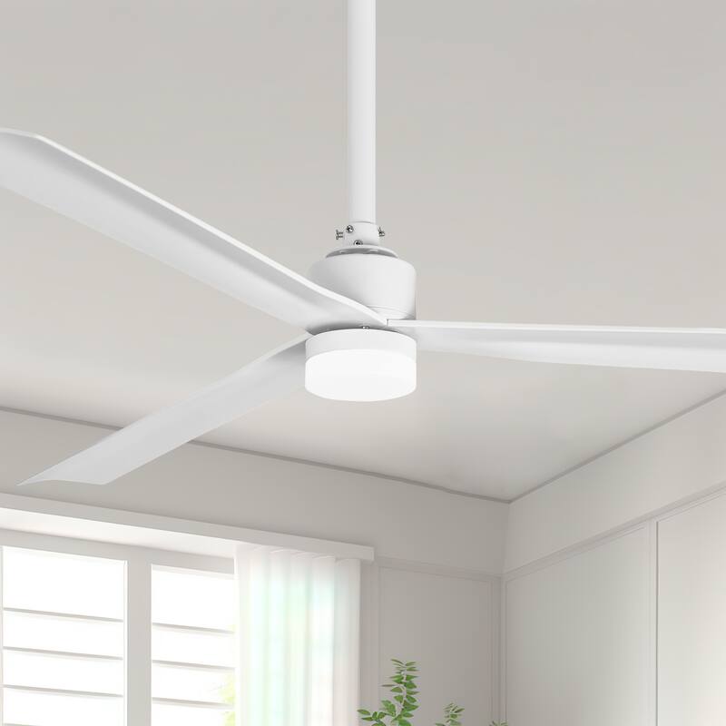 Parrot Uncle 50" Modern White ABS 3-Blade Ceiling Fan with Dimmable LED and 6-Speed DC Motor