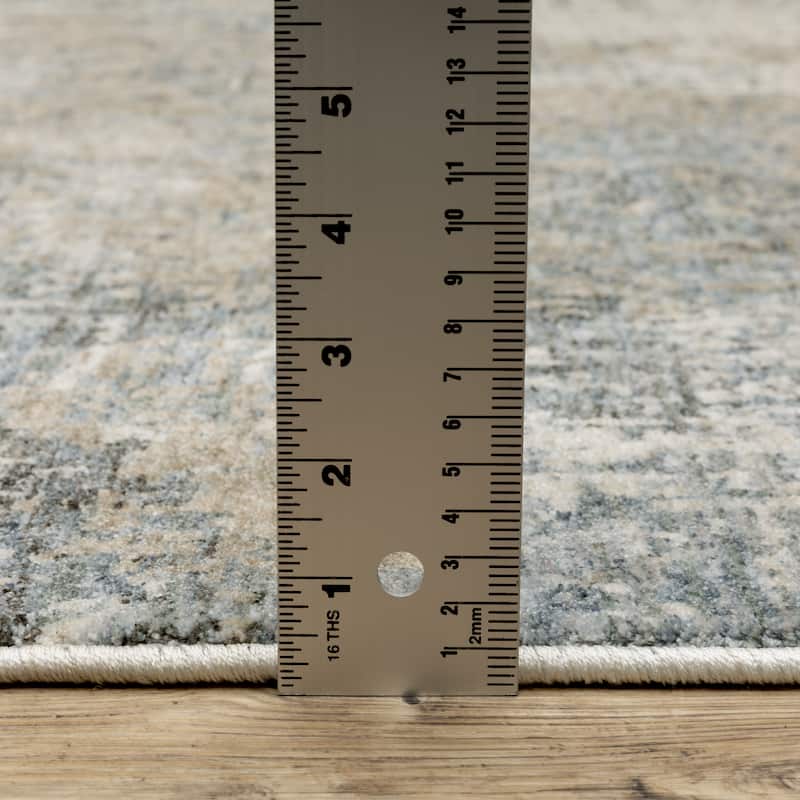 Style Haven Hendrix Faded Abstract Beige/ Blue Fringe Edge Area Rug