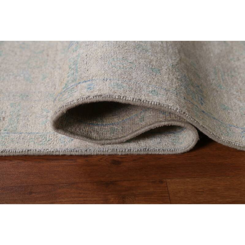 Hand Knotted Oriental 100% Wool Carpet Transitional Geometric Beige & Ivories Oushak Area Rug - 4' 11'' X 3' 10''