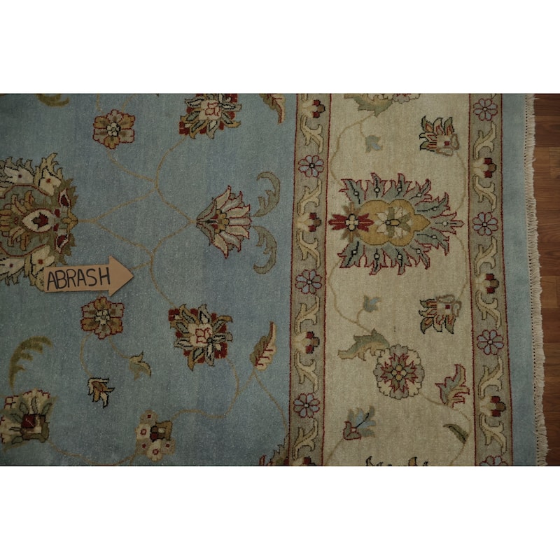 Hand Knotted Oriental 100% Wool Carpet Transitional Floral Navy Blue & Blues Oushak Area Rug - 14' 8'' X 11' 6''