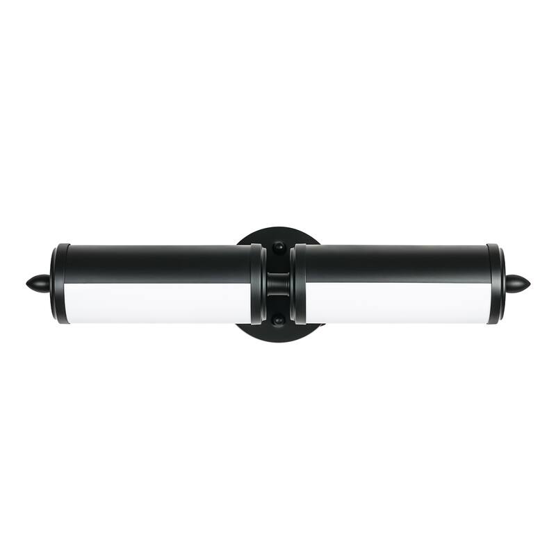 20.2in. 2-Light Modern Brass Cylinder LED Bathroom Wall Sconce with Acrylic Shade