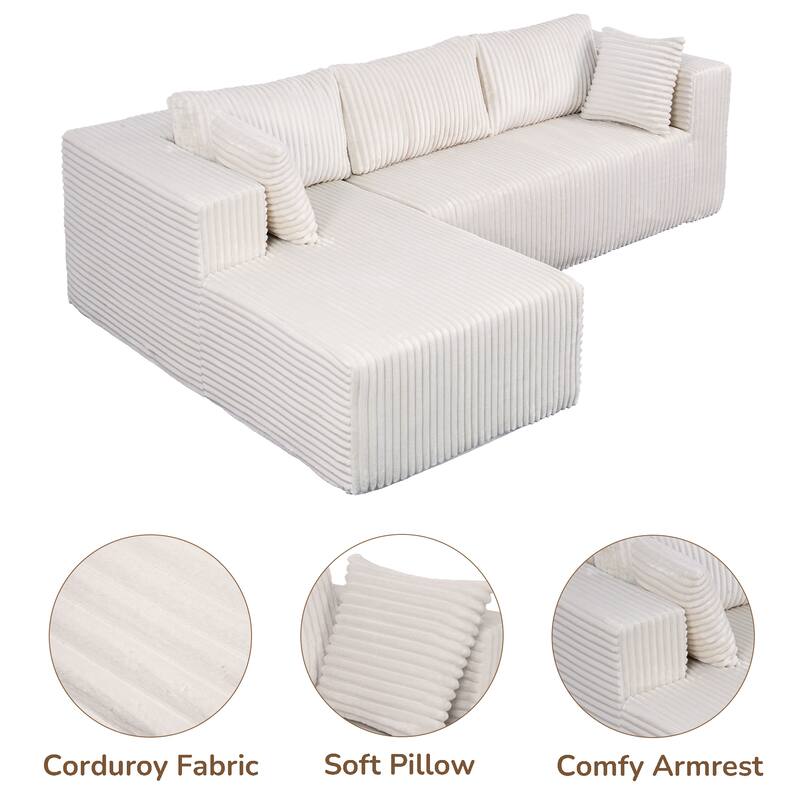 105.11" Chenille L-Shaped Sectional Sofa (Right Chaise)