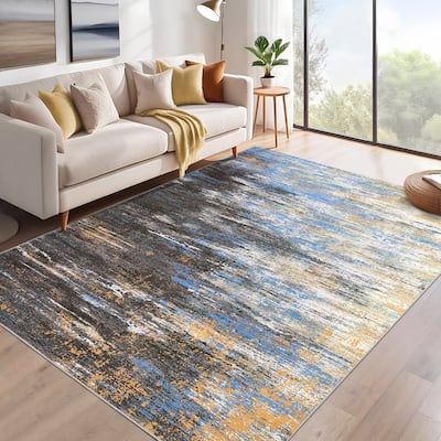 Area Rug Living Room Rugs Modern Abstract Soft Indoor Rug Low Pile Non Slip Accent Carpet