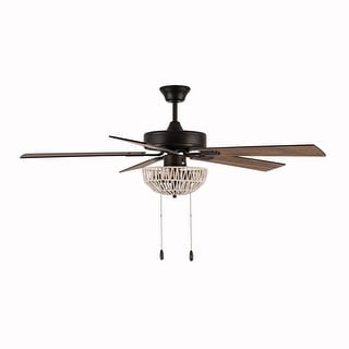 Carillon 52-inch Woven Rope 5-blade LED Ceiling Fa