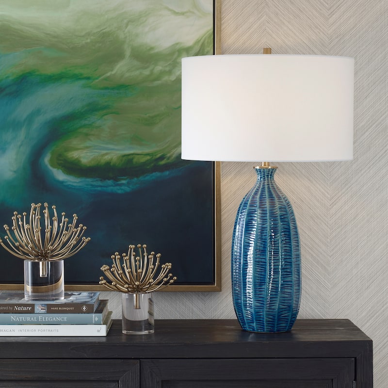 Uttermost Bixby Blue Table Lamp - 28.75" H X 17" W X 17" D