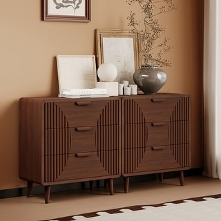 COSIEST Modern Brown Nightstand with Drawers