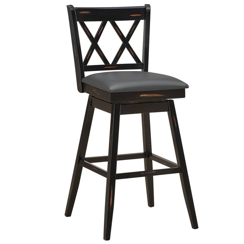 Gymax Set of 4 Barstools Swivel Bar Height Chairs with Rubber Wood