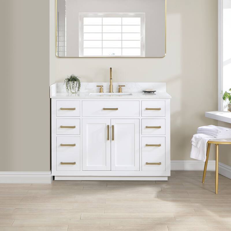 Altair Gavino Bath Vanity with Grain White Composite Stone Top, no Mirror