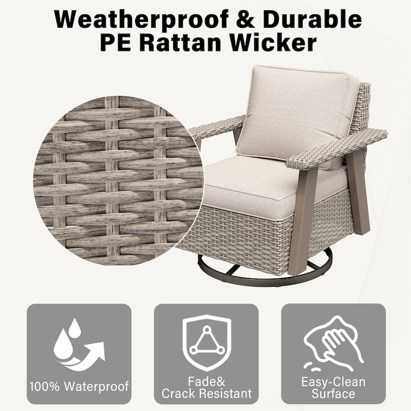Cozywor Wicker Patio Outdoor Swivel Rocking Chair (Set of 2)