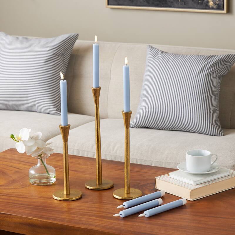 Wax Indoor Outdoor Flameless Candle with Remote Control (Set of 6) - Light Blue