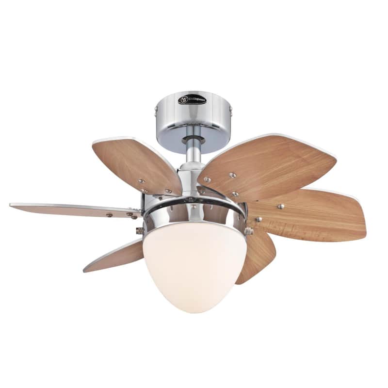 Westinghouse Lighting Origami 24-Inch 6-Blade Indoor Ceiling Fan with Dimmable LED Light and Opal Frosted Glass