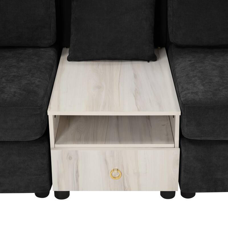 Christopher Knight Home - Havencrest 95.7" Modern Upholstered Modular Sofa with Storage Armrest Center Console