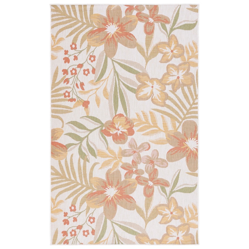 SAFAVIEH Courtyard Aisling Indoor/Outdoor Waterproof Patio Backyard Rug - 6'7" Square - Beige/Rust