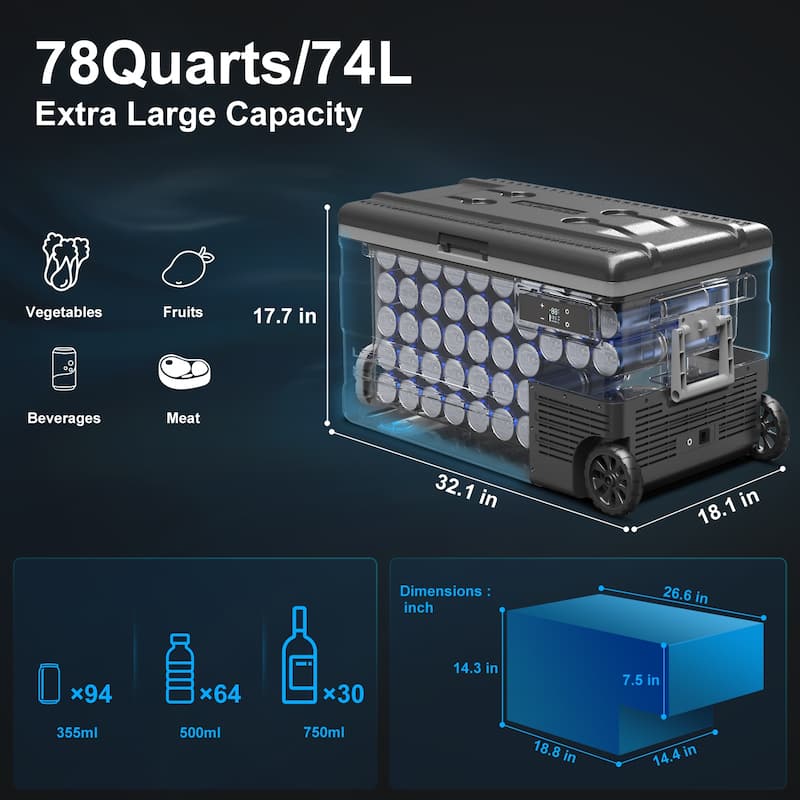 BODEGA Car Refrigerator,Dual Zone Cooler,Temp Independent,APP Control