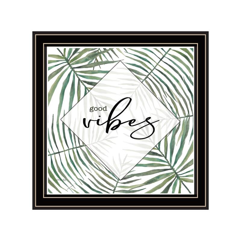 TrendyDecor4U Contemporary "GOOD VIBES" Framed Print Wall Art - Multi