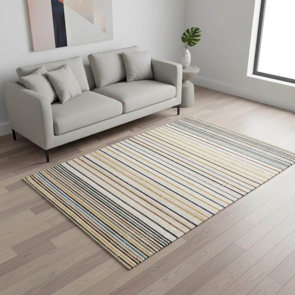 HomeRoots Striped Modern Rectangle Area Rug - 5' X 8'