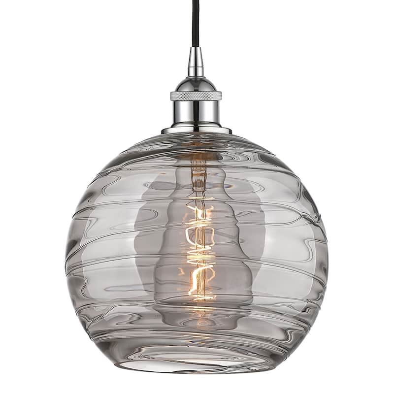 Innovations Lighting 616-1P 12 10 Athens Deco Swirl Pendant Athens - Polished Chrome / Light Smoke Deco Swirl