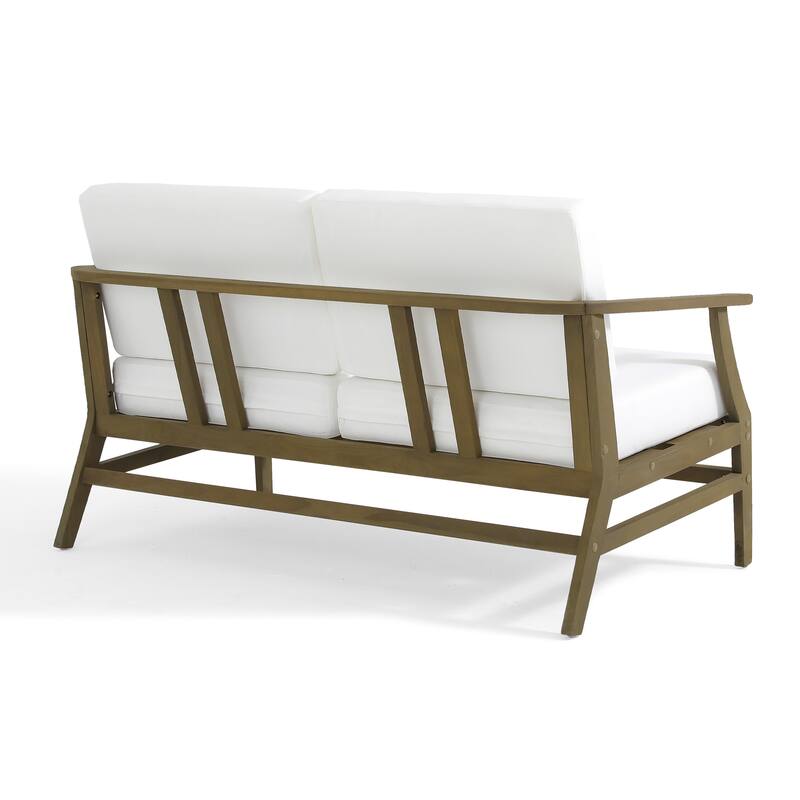 Outdoor Loveseat Sofa with Coffee Table Teak Wood Patio Furniture