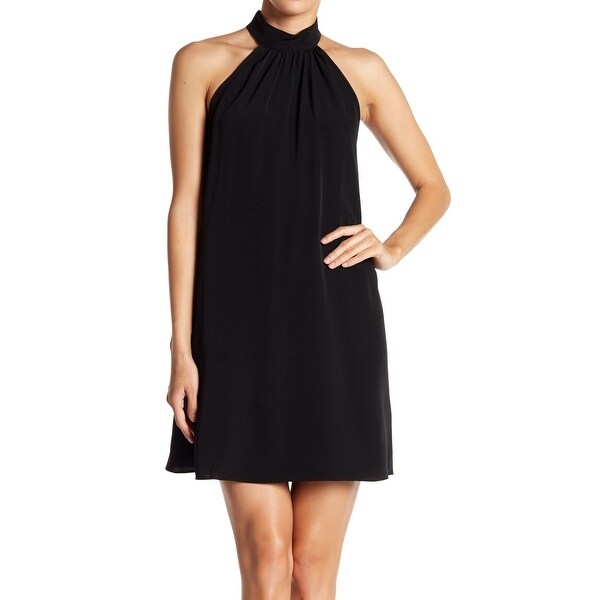 black halter shift dress