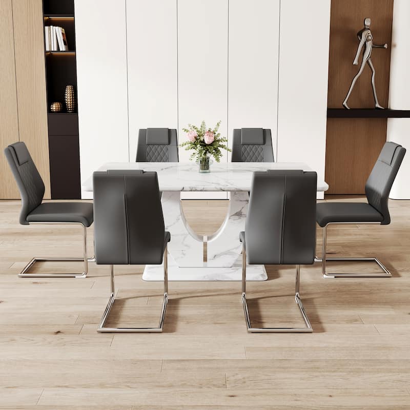 Dining Table Set with PU Leather Side Chairs and Dining Table
