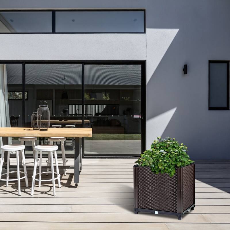 Elevated Plant Growth Box with Water Storage Tray for Indoor Outdoor Vegetable Gardening