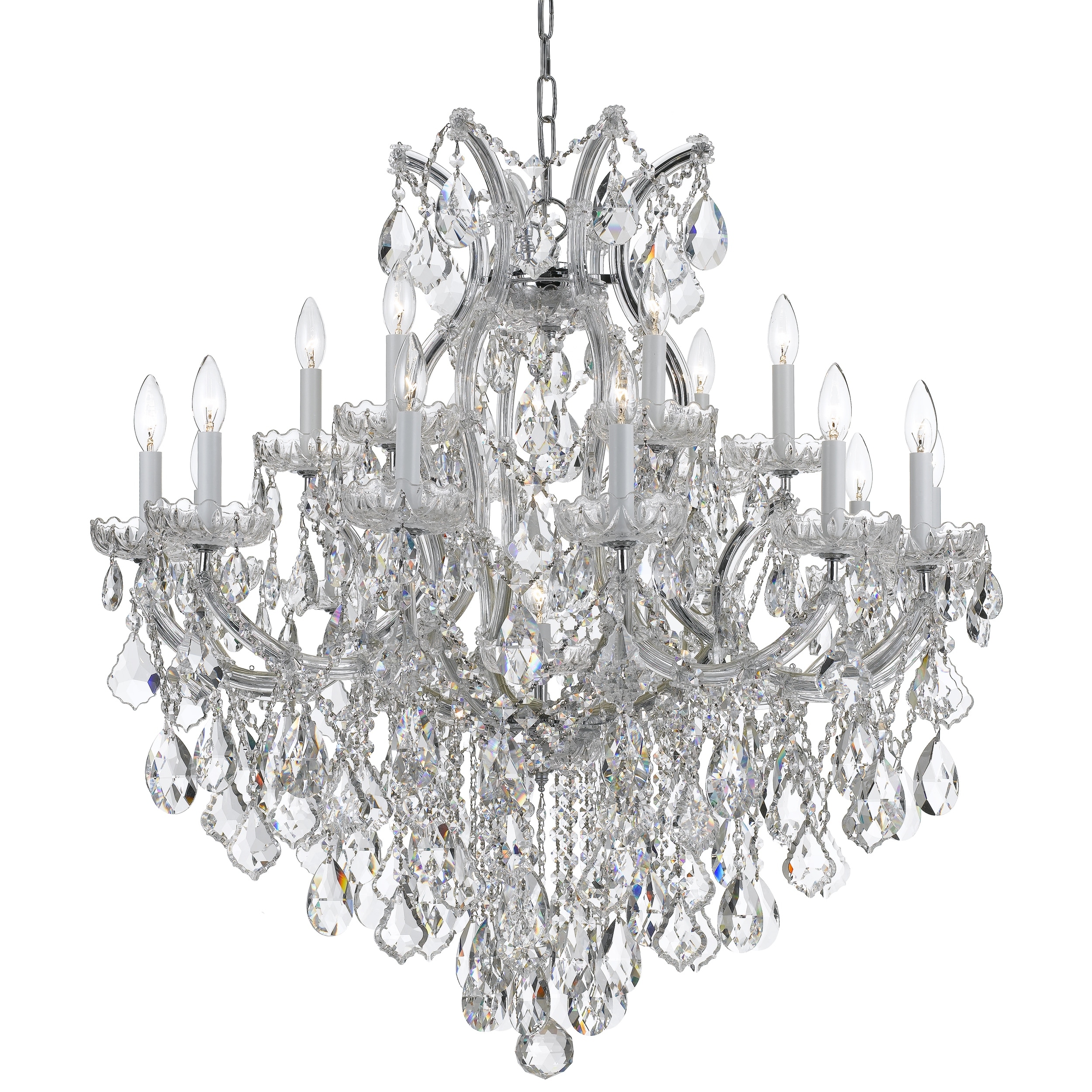 Maria Theresa 19 Light Clear Crystal Chrome Chandelier - 35'' W x 36'' H