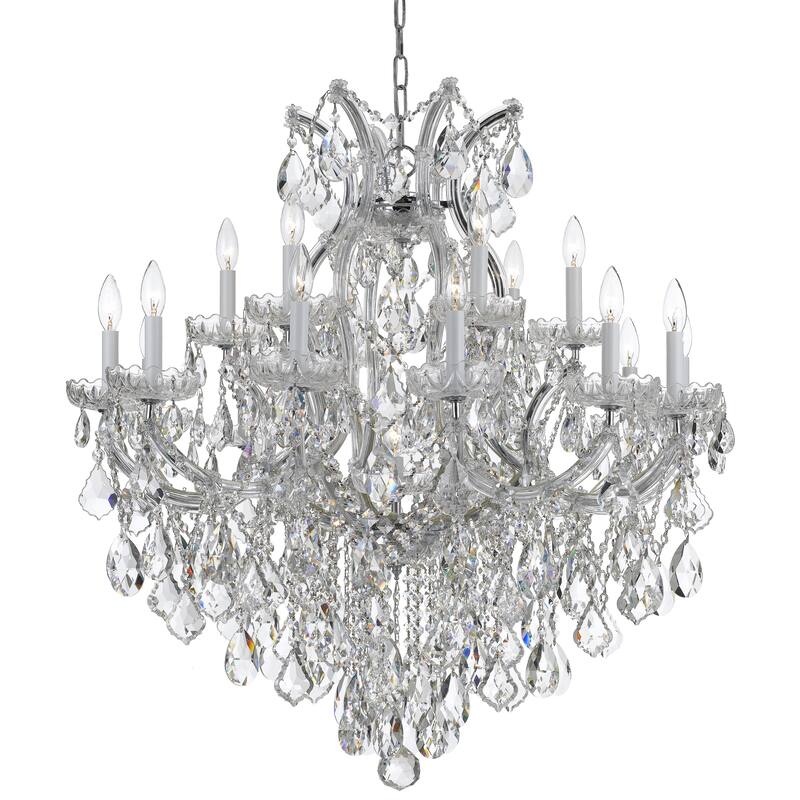 Maria Theresa 19 Light Clear Italian Crystal Chrome Chandelier - 35'' W x 36'' H - 35'' W x 36'' H