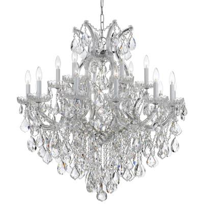 Maria Theresa 19 Light Clear Italian Crystal Chrome Chandelier - 35'' W x 36'' H