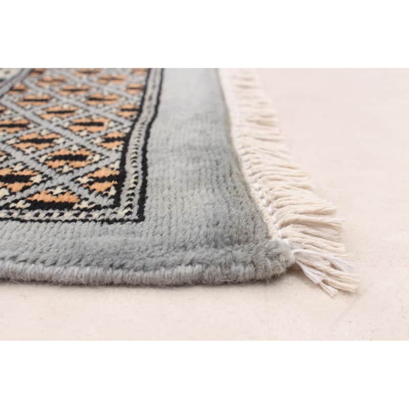 ECARPETGALLERY Hand-knotted Finest Peshawar Bokhara Grey Wool Rug - 8'1 x 9'9